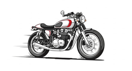Fototapeta premium Classic Motorcycle Illustration Speed Lines White Background.