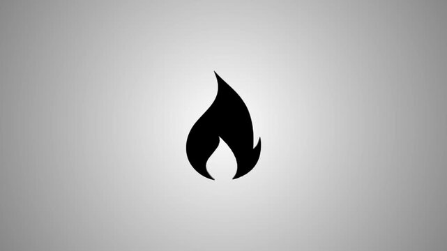 Fire icon motion graphics, animated flame symbol with shadow effect on clean background
