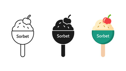 Three colorful sorbet illustrations on a white background Vector