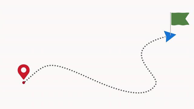 Animated Journey Path: Location Pin to Goal Flag Animation
