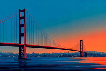 Fototapeta premium illustration of San Francisco's Golden Gate Bridge