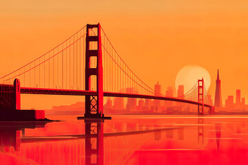 Naklejka premium illustration of San Francisco's Golden Gate Bridge
