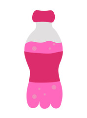 Bottle with pink soda. Vector flat illustration.