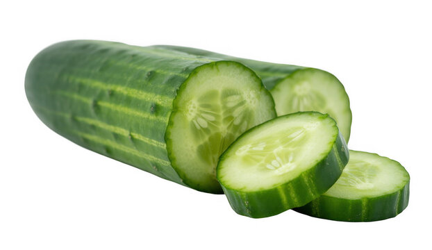 Sliced cucumber green vegetable isolated on a transparent background