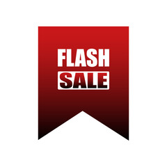 Flash sale red ribbon banner isolated on white background. Promotion label badge with bold text for discount, special offer, and marketing campaign. Vector illustration.