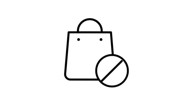No shopping bag allowed animated icon isolated on white background