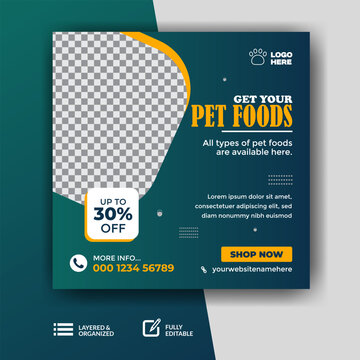Modern pet food instagram post design