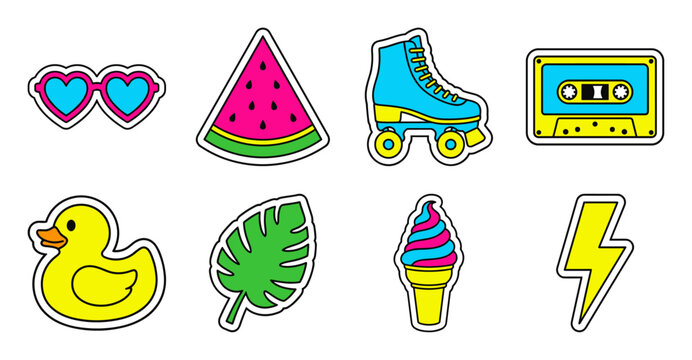 Retro Pop Art Sticker Set in Neon Colors