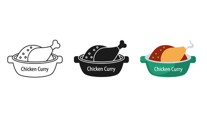 Three variations of a chicken curry dish logo Vector