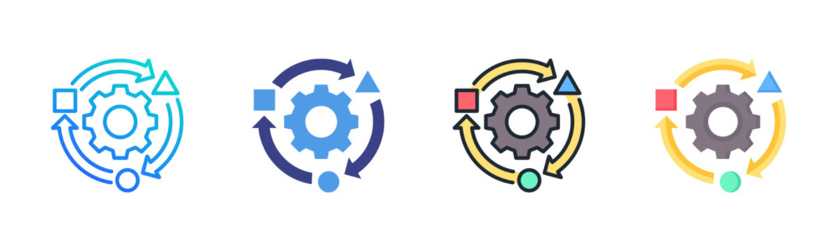 Adaptability icon set multiple style collection