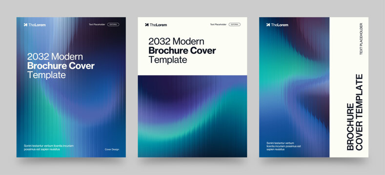 Brochure Cover Template with Creative Abstract Glass Ripple Texture Effect in Red Green Gradient Hue