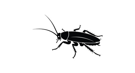 A striking black silhouette of a cockroach detailed antennae and legs ideal for design projects on transparent background high quality professional © GDMala02
