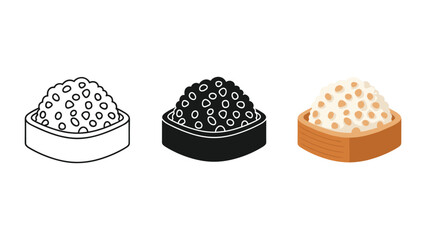 A black and white drawing of three bowls of cereal Vector