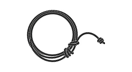 A coiled rope with a knot presented as a graphic element ideal for designs on transparent background silhouette high quality professional © GDMala02