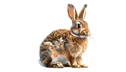 Obraz premium A detailed image of a brown rabbit with erect ears, set against a transparent background