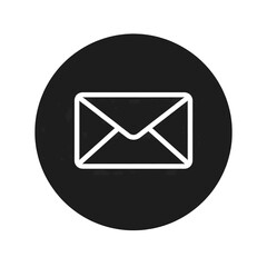 Black circle with white envelope icon communication symbol for email and message services