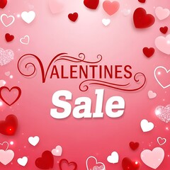 Romantic valentines sale advertisement with heart decorations