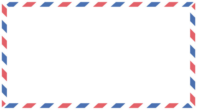 A classic red and blue striped airmail envelope border frames a clean white rectangular space