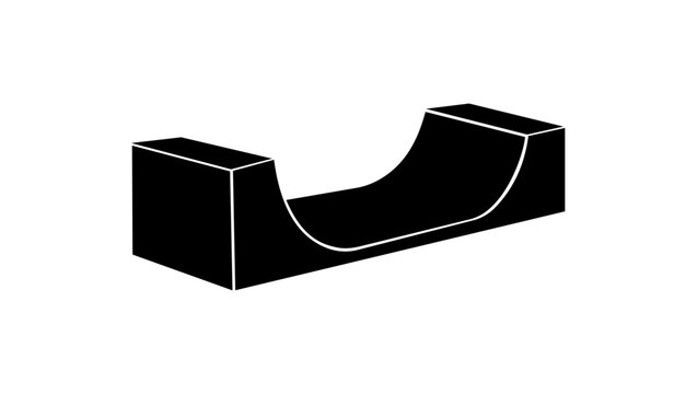 pipe skate ramp, black isolated silhouette