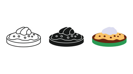 Three different pies in a row with varying colors and designs Vector