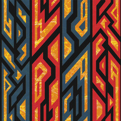 Golden Tech Stripe Geometry Seamless pattern