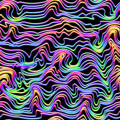 Rainbow Holographic Wave Seamless pattern