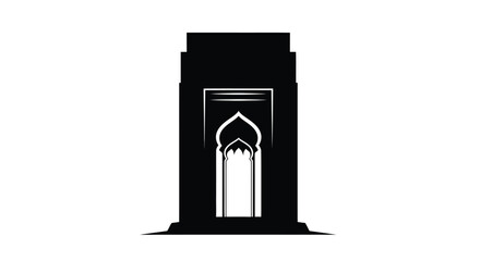 Fototapeta premium Architectural doorway silhouette with pointed arch in minimalist design