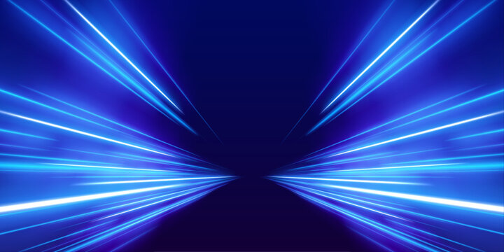 Futuristic high-speed light motion and abstract blue streaks represent the advancement of 5G and beyond technologies. Fiber optics and wireless data transmission enable faster connectivity.	
