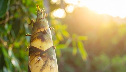 美しい日差しに照らされるタケノコ