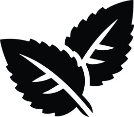 mint leaf serrated edge silhouette vector icon illustration on transparent background © Dj