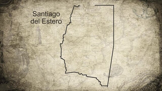 Santiago del Estero map drawn on a cartography background sheet of paper