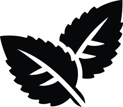 mint leaf serrated edge silhouette vector icon illustration on transparent background