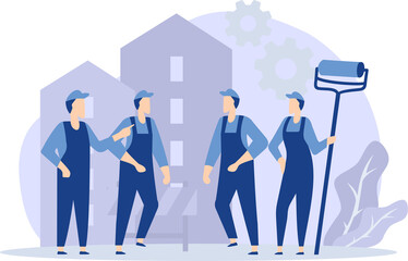 Men Work as a Team Illustration