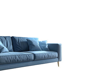 Teal sofa with pillows against a black background