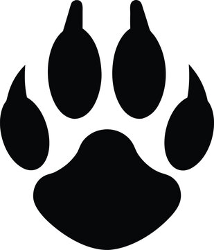 coyote paw print silhouette vector icon illustration on transparent background