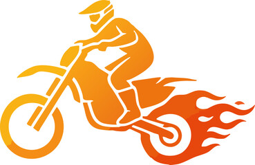 Extreme Motocross Rider Illustration with Flames
