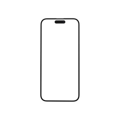 White smartphone mockup template with blank screen. Isolated. No background. png