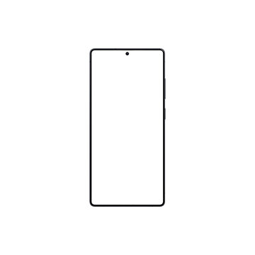 Isolated jetblack smartphone without background. White blank screen. Template for mockup. png