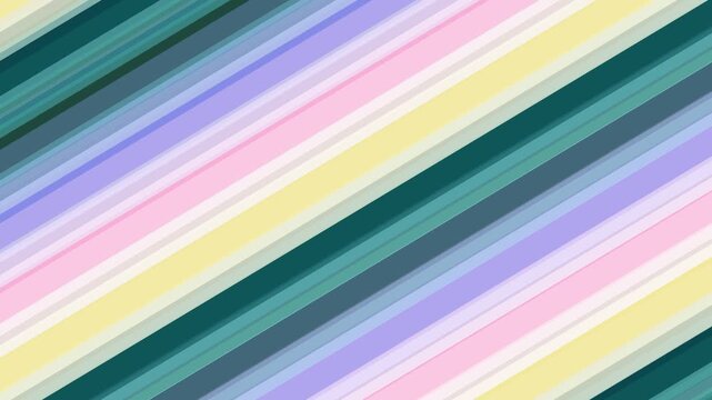 An abstract motion background featuring diagonal stripes in a color palette of dark green, pink, yellow, and purple. This clean geometric pattern is ideal for modern design projects, presentation
