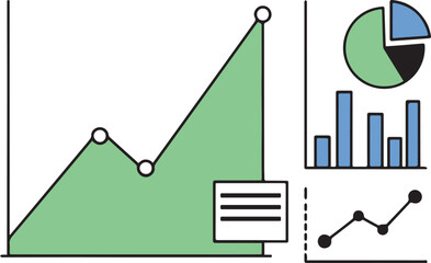 Business Growth Chart Showing Financial Profit Increase and Market Performance Analytics Vector Illustration
