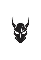 Abstract warrior mask silhouette against black background