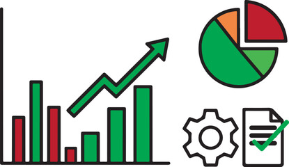 Business Growth Chart Showing Financial Profit Increase and Market Performance Analytics Vector Illustration