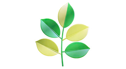 Obraz premium Stylized Green and Yellow Leaf Branch