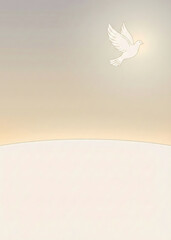 Peaceful White Dove Flying Over Horizon
