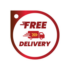 Rectangular Free Delivery Tag With Truck