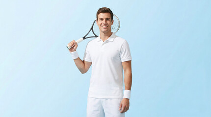 Confident Male Tennis Player Posing with Racket