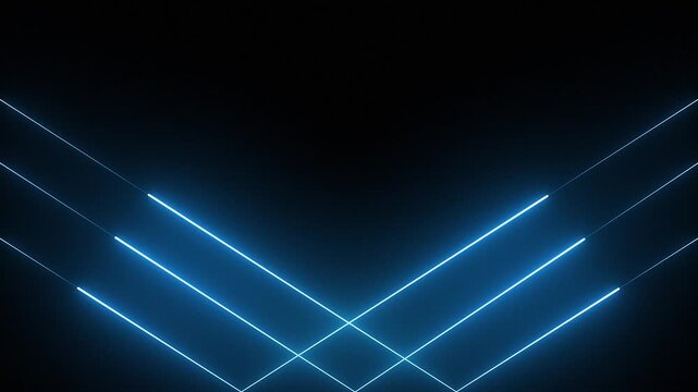 Abstract neon blue lights from bottom animation on dark background, seamless loop with blinking lines and glowing motion for modern video design