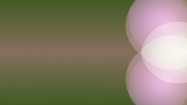 Abstract gradient background with soft pink and white translucent overlapping oval shapes on a green backdrop