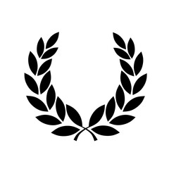 Gold laurel wreath icon luxury emblem for winner Vector