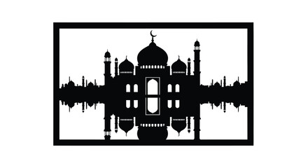 Obraz premium Taj Mahal silhouette with sound wave pattern in modern minimalist style